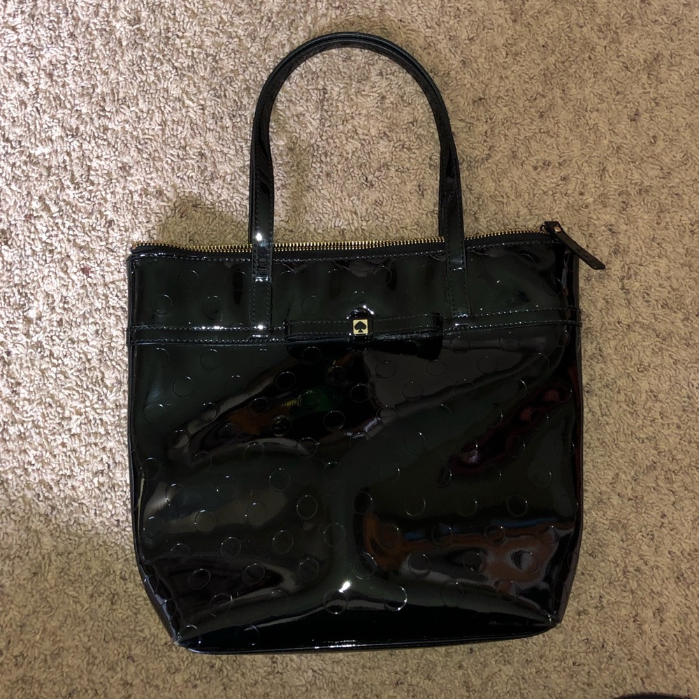 Kate Spade Black Patent Leather Polka Dot Purse